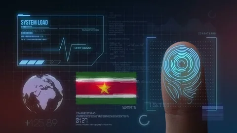 Finger Print Biometric Scanning Identification System. Suriname Nationality Stock Footage 102586021