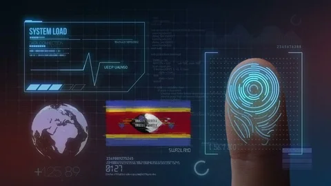 Finger Print Biometric Scanning Identification System. Swaziland Nationality Stock Footage 102586522