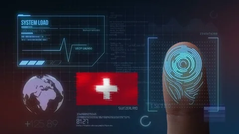 Finger Print Biometric Scanning Identification System. Switzerland Nationalit Vidéo 102587336