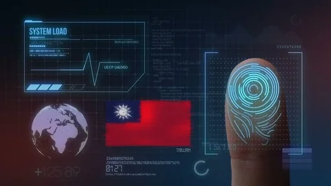 Finger Print Biometric Scanning Identification System. Taiwan Nationality Stock Footage 102589885