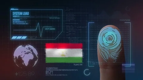 Finger Print Biometric Scanning Identification System. Tajikistan Nationality Stock Footage 102590098