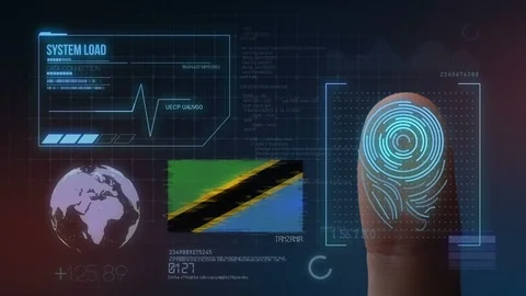 Finger Print Biometric Scanning Identification System. Tanzania Nationality Stock Footage 102590327