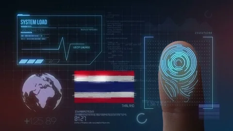 Finger Print Biometric Scanning Identification System. Thailand Nationality Stock Footage 102590562