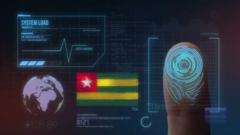 Finger Print Biometric Scanning Identification System. Togo Nationality Stock Footage 102590731