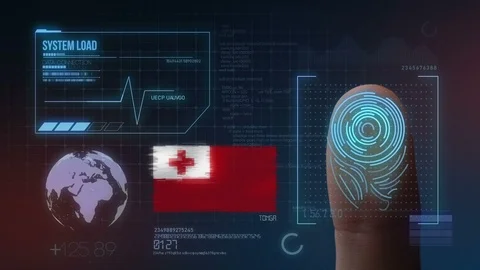 Finger Print Biometric Scanning Identification System. Tonga Nationality Stock Footage 102590939