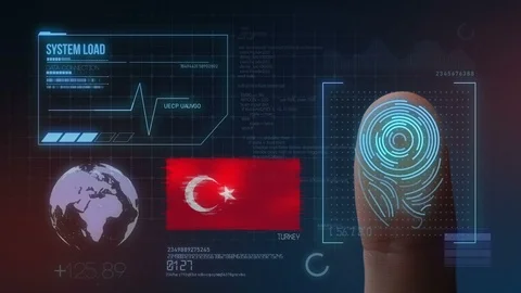 Finger Print Biometric Scanning Identification System. Turkey Nationality Stock Footage 102591922