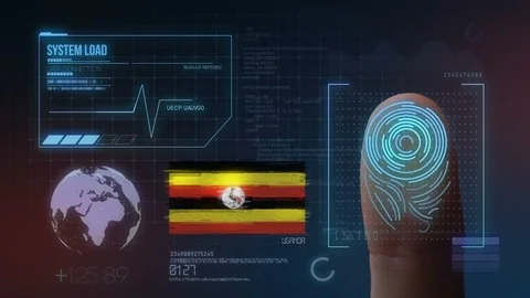 Finger Print Biometric Scanning Identification System. Uganda Nationality Stock Footage 102593224