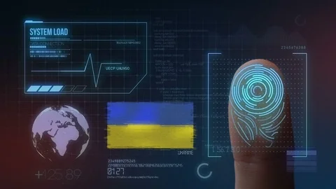 Finger Print Biometric Scanning Identification System. Ukraine Nationality Stock Footage 102593521