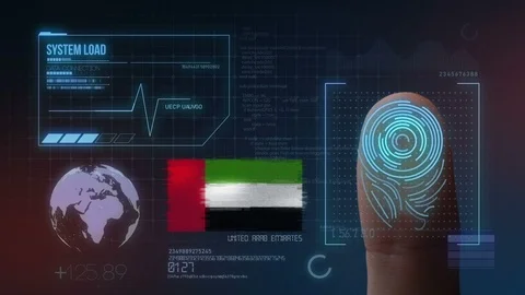 Finger Print Biometric Scanning Identification System. United Arab Emirates N Stock Footage 102593941