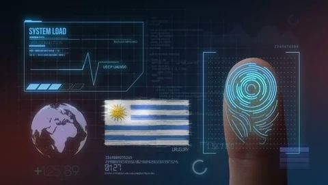 Finger Print Biometric Scanning Identification System. Uruguay Nationality Stock Footage 102595373