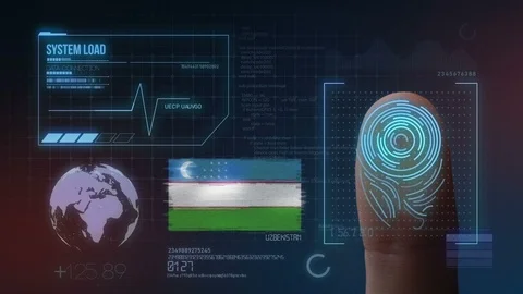 Finger Print Biometric Scanning Identification System. Uzbekistan Nationality Stock Footage 102596005