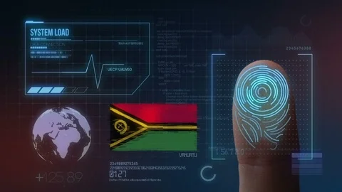 Finger Print Biometric Scanning Identification System. Vanuatu Nationality Stock Footage 102596640