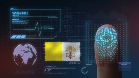 Finger Print Biometric Scanning Identification System. Vatican City Nationali Stock Footage 102597412