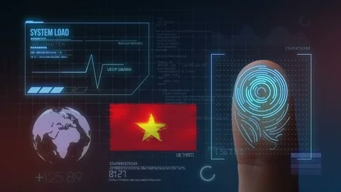 Finger Print Biometric Scanning Identification System. Vietnam Nationality Stock Footage 102598746
