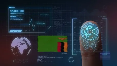 Finger Print Biometric Scanning Identification System. Zambia Nationality Stock Footage 102600997