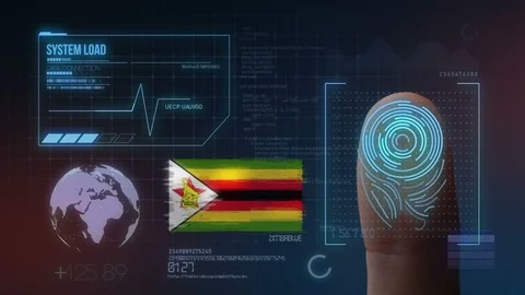 Finger Print Biometric Scanning Identification System. Zimbabwe Nationality Stock Footage 102601773