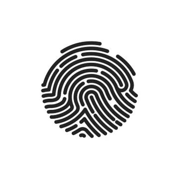 Finger print flat scan. Circle Fingerprint icon design for application. Vecto Stock Illustration