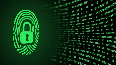 Finger print network cyber security with binary code Video Background Stock Footage 342783634