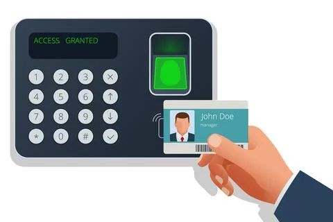 Finger print scan for enter security system, Biometric access control. Digital Stock Illustration