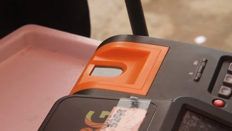 Finger Print Scan on a Portable Machine Stock Footage 86611610