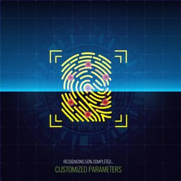 Finger-print Scanning Identification and recognizing System in process Stock Illustration