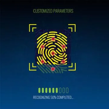 Finger-print Scanning Identification and recognizing System in process Stock Illustration