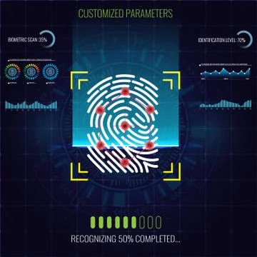 Finger-print Scanning Identification and recognizing System in process Stock Illustration