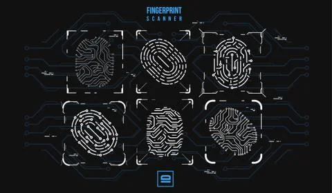 Finger-print Scanning Identification System. Biometric Authorization Stock Illustration