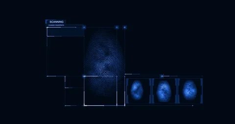 Finger print scanning for security access, concept of safety from hacker 스톡 동영상 105849511