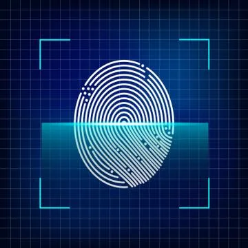 Finger print scanning system. Ilustración de archivo