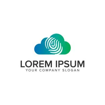 Finger Print security cloud logo design concept template. fully editable vect Stock Illustration