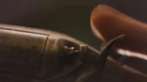 Finger pulls the trigger close-up Stock Footage 76509075