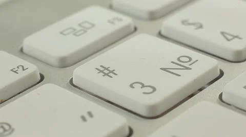 Finger Push 3#№ Button of the Macbook Keyboard. Close up slow panorama. Stock Footage 50474327