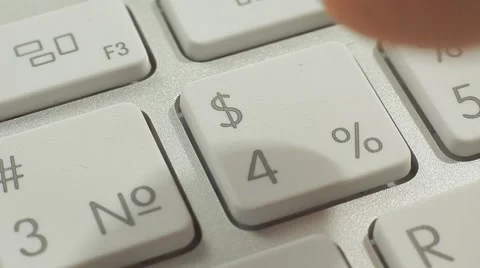 Finger Push $4%, 5% Buttons of the Macbook Keyboard. Close up slow panorama. Stock Footage 50474265