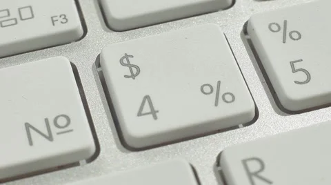 Finger Push $4% Button of the Macbook Keyboard. Close up slow panorama. Stock Footage 50474182