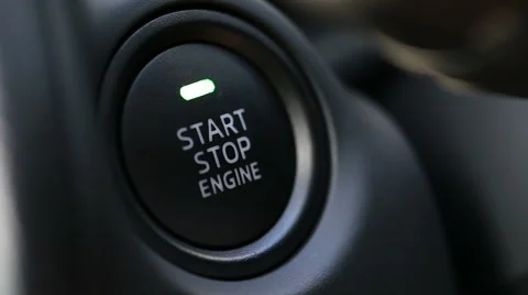 Finger push Engine Start Button Stock Footage 54680350