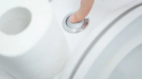 Finger pushing button and flushing toilet Video stock 57908647