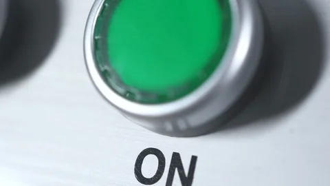 Finger pushing button. Beginning of work. Switch on. Turn on the electricity. Stock-Footage 127214930
