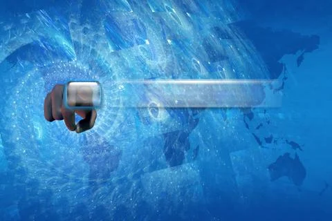 Finger pushing button Stock Illustration