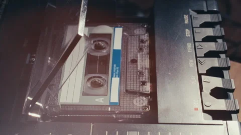 Finger Pushing Play Button, Turning On Cassette Tape Recorder Stock Footage 342450376
