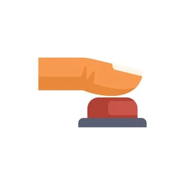 Finger pushing red button activating emergency system Illustrazione stock