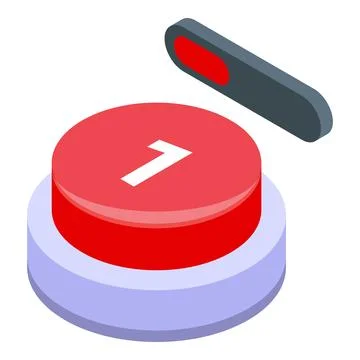 Finger pushing red button with number one in isometric view Illustrazione stock