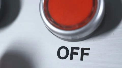 Finger pushing red button power off. Switch off. Turn off the electricity. 스톡 동영상 127214956