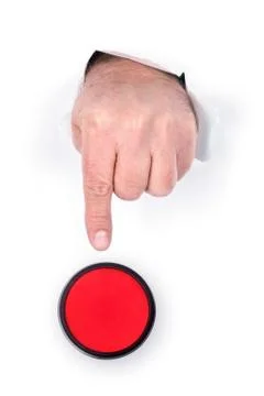 Finger pushing stop button Stock Photos
