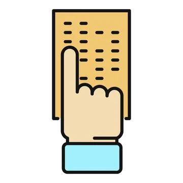 Finger reading braille text accessibility for visually impaired Stock Illustration
