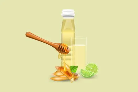 Finger Root Extract with Honey &amp; Lime Stock Illustration