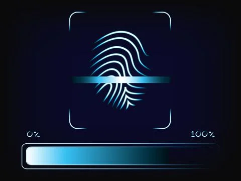 Finger scanner with progress bar loading Illustrazione stock