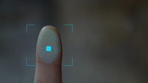 Finger scanning for security network , futuristic technology Stock Footage 93011473