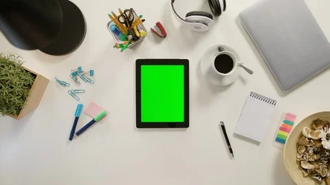 A Finger Scrolling on the Green Touchscreen Stock Footage 86045162