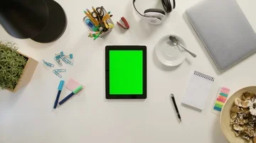 A Finger Scrolling on the Green Touchscreen Stock Footage 86046213